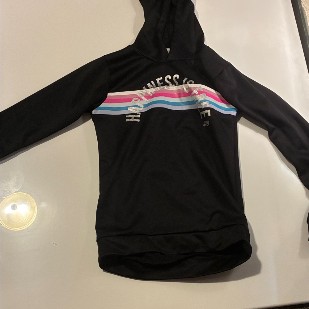 Black Hoodie with Colorful Stripes